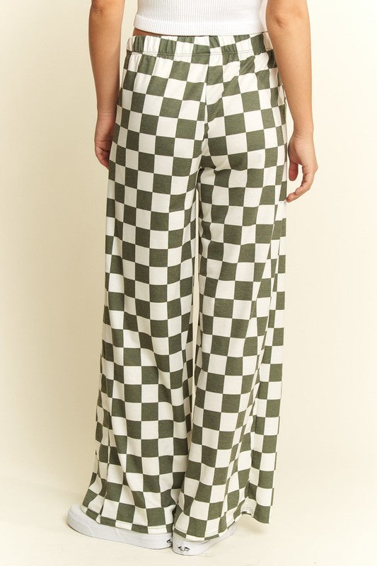 Checkered Trousers Olive & White