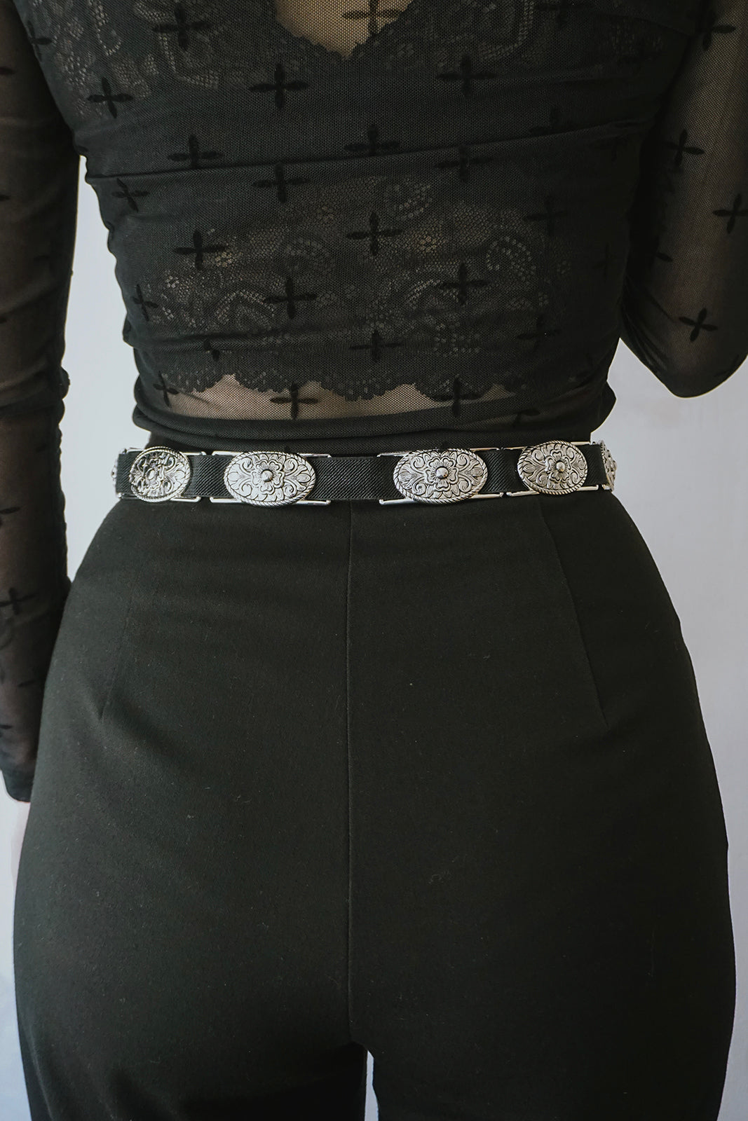 Elastic Concho Waistbelt Silver