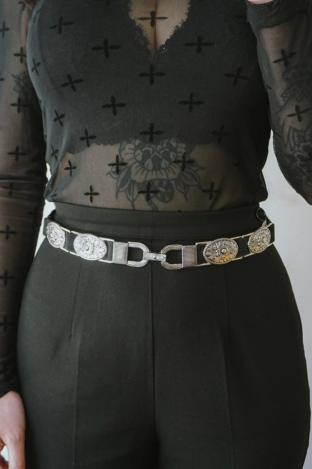 Elastic Concho Waistbelt Silver