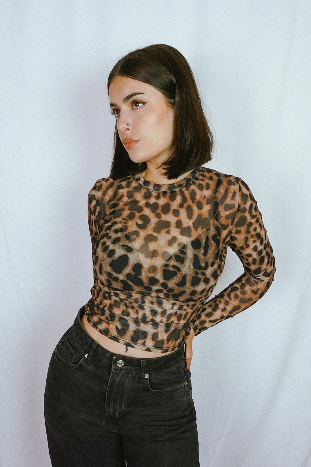 Leopard Mesh Top