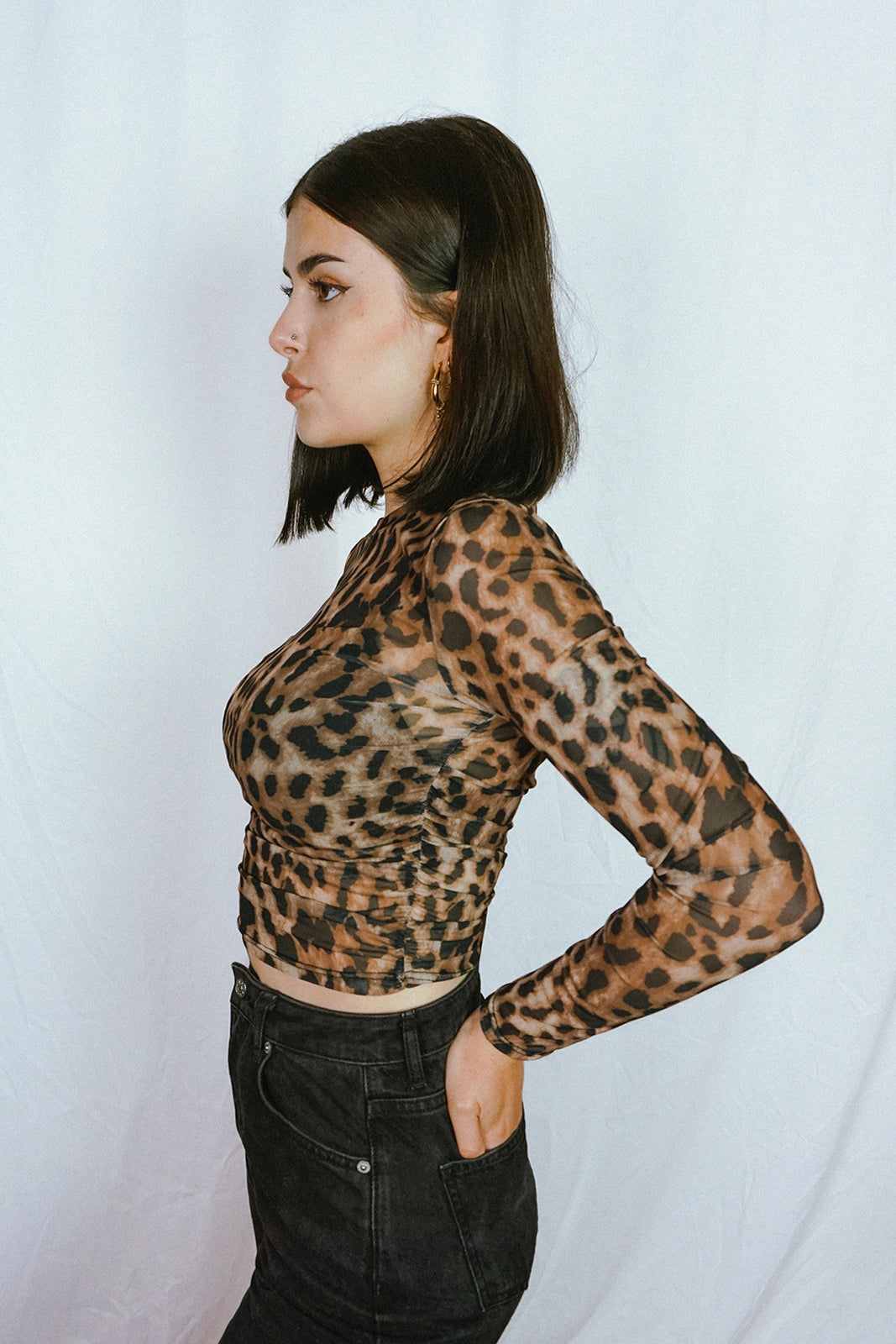 Leopard Mesh Top