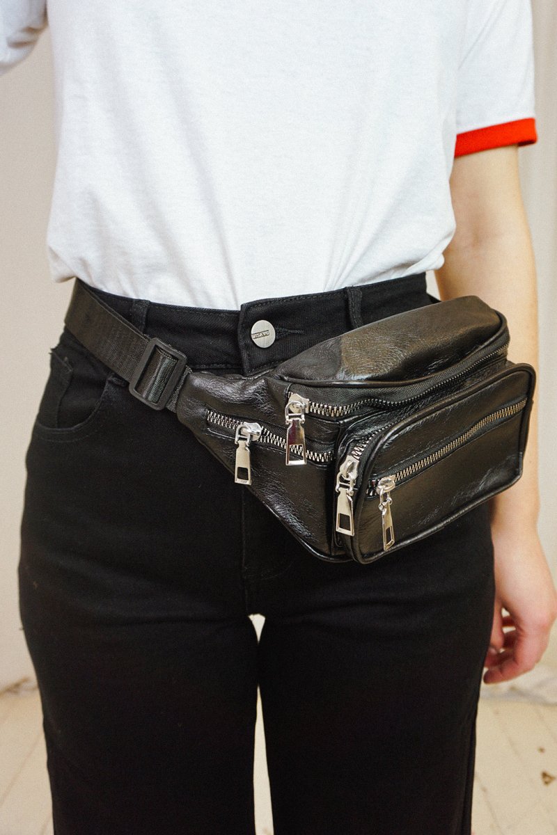 Black & Silver Hip Bag - Bags - HOB