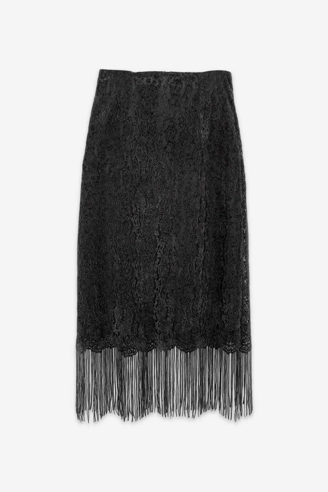 Lemora Fringed Lace Skirt Black