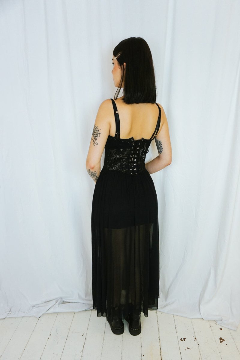 Nightshade Lace-Up Dress Black - Dresses - HOB