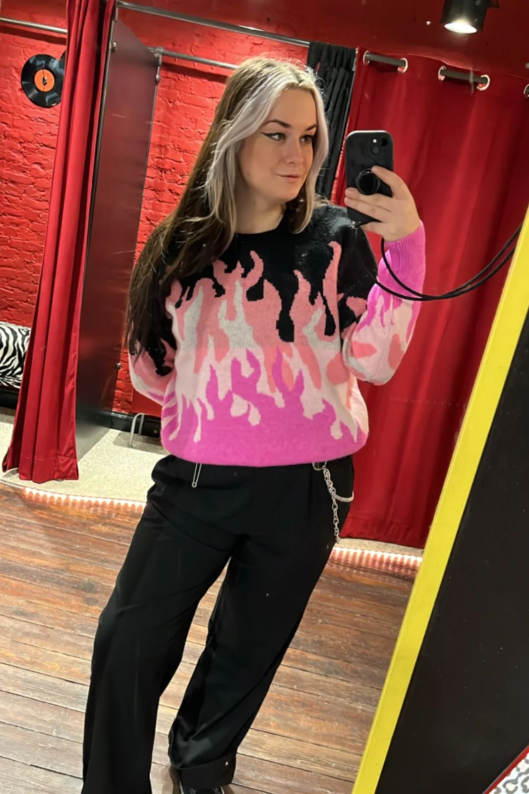 Keeping warm with the flames sweater - House of Bones 