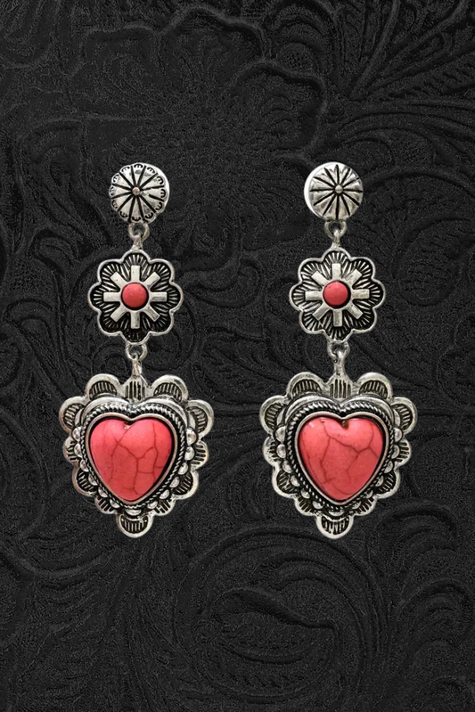 Pink Heart Western Earrings