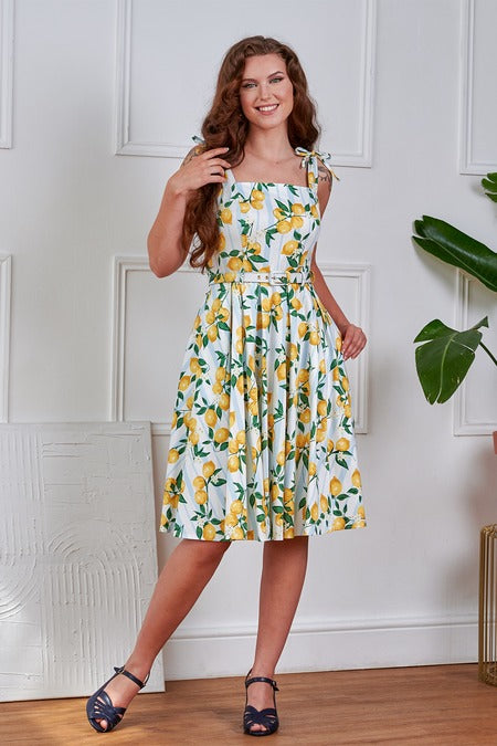 June Lemon and stripes swing dress