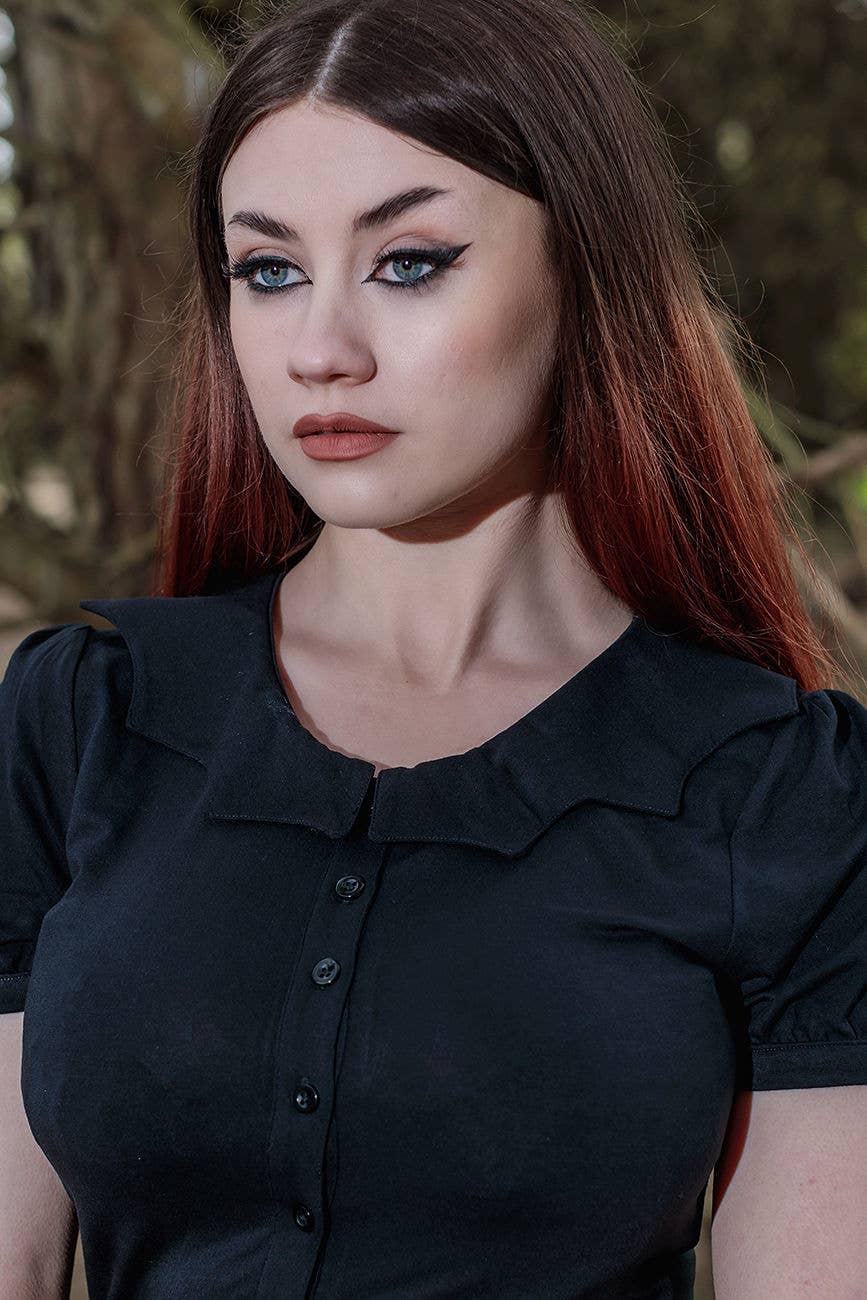 Alternative Coven United Black Bat Collar Blouse