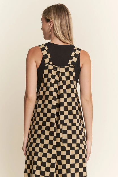 Checked Overalls Black & Mocha