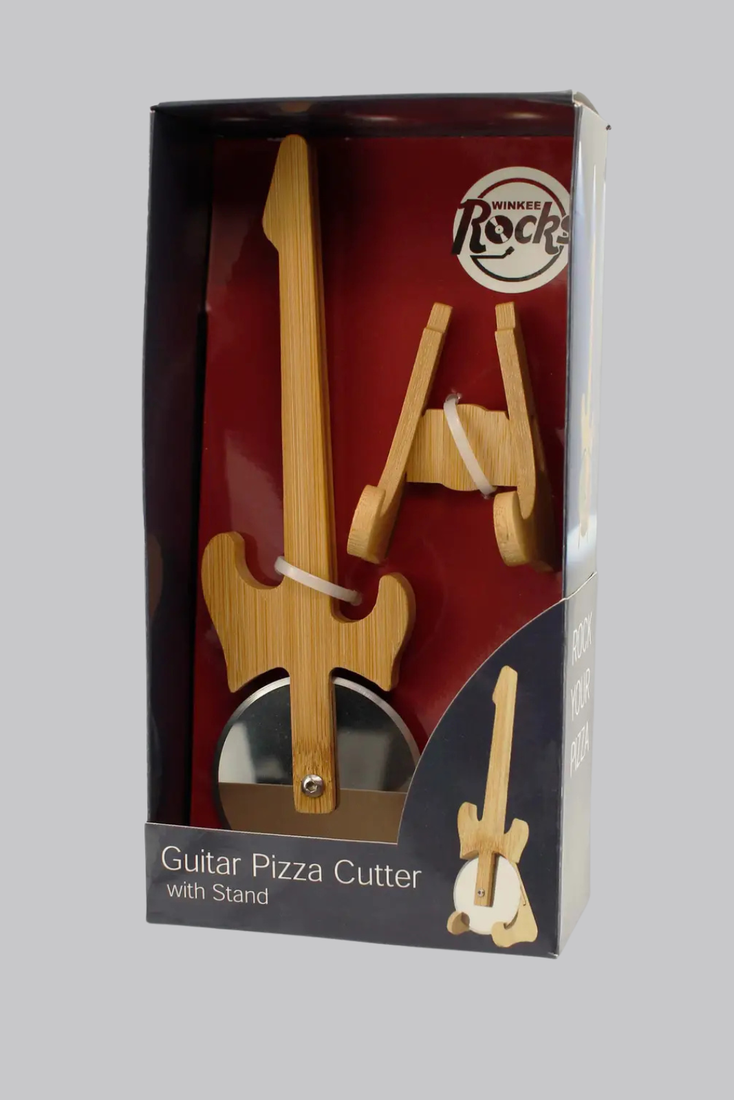 Guitar pizza cutter with stand