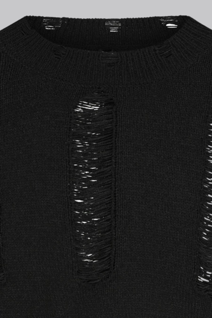 Rosalie Black Shredded Jumper