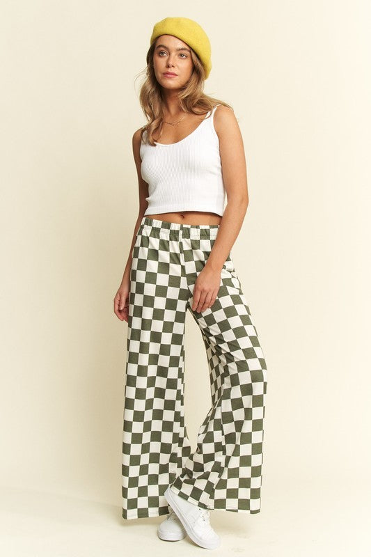 Checkered Trousers Olive & White