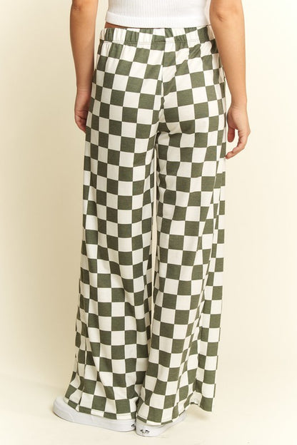Checkered Trousers Olive & White