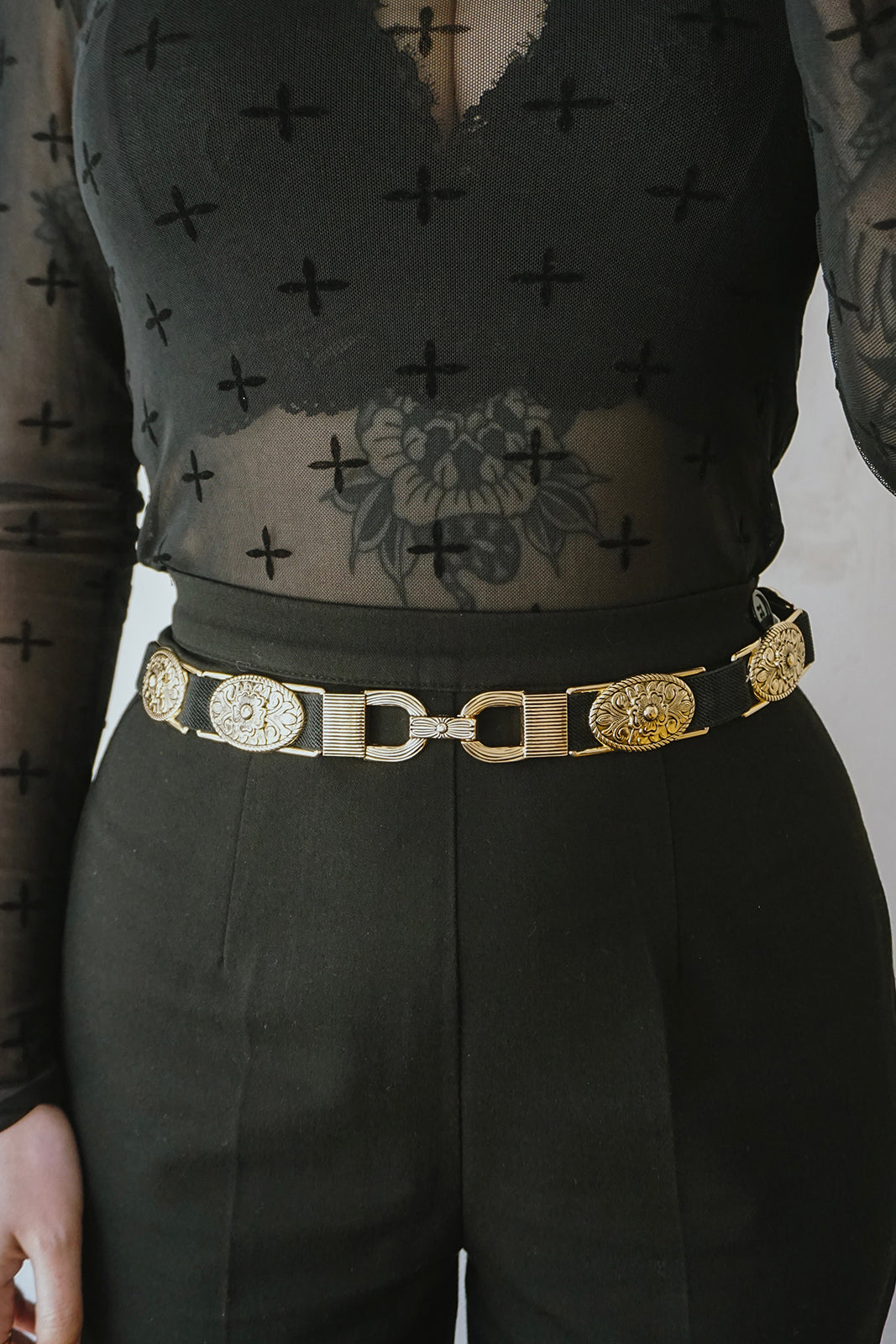 Elastic Concho Waistbelt Gold