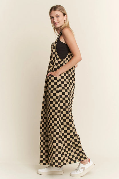 Checked Overalls Black & Mocha