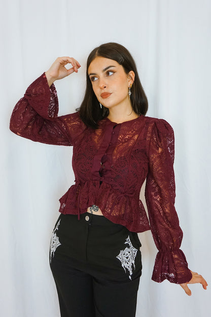 The Séance Blouse Burgundy