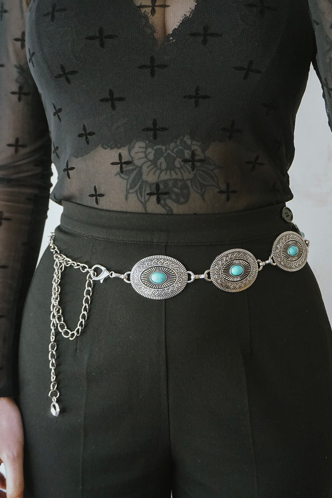 Silver & Turquoise Concho Belt