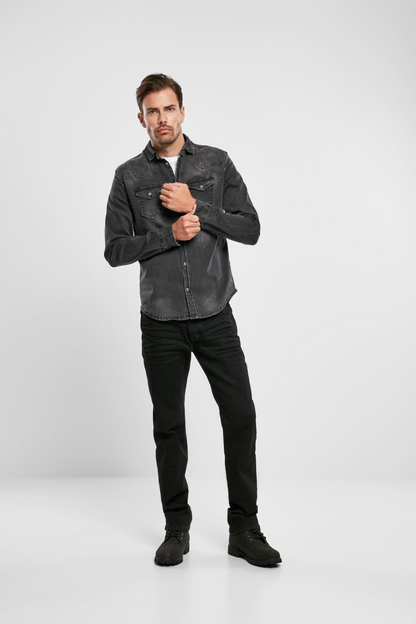 Dark Grey Washed Denim Shirt