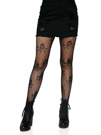 Micro Net Wovel Skull Pantyhose