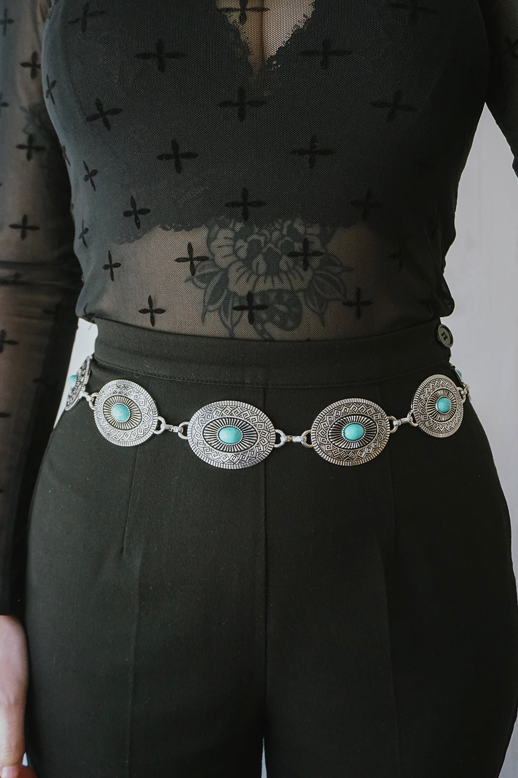 Silver & Turquoise Concho Belt