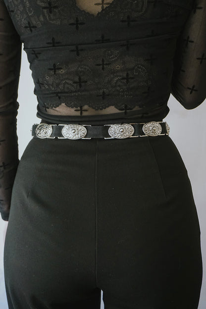 Elastic Concho Waistbelt Silver