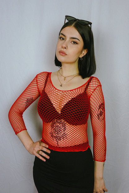 Fishnet Top Red