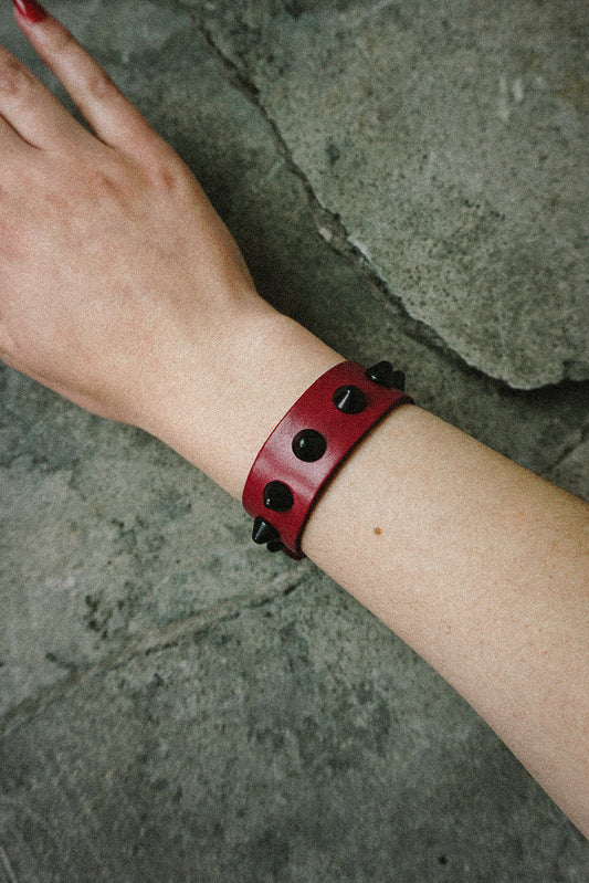 Red & Black Studded Bracelet