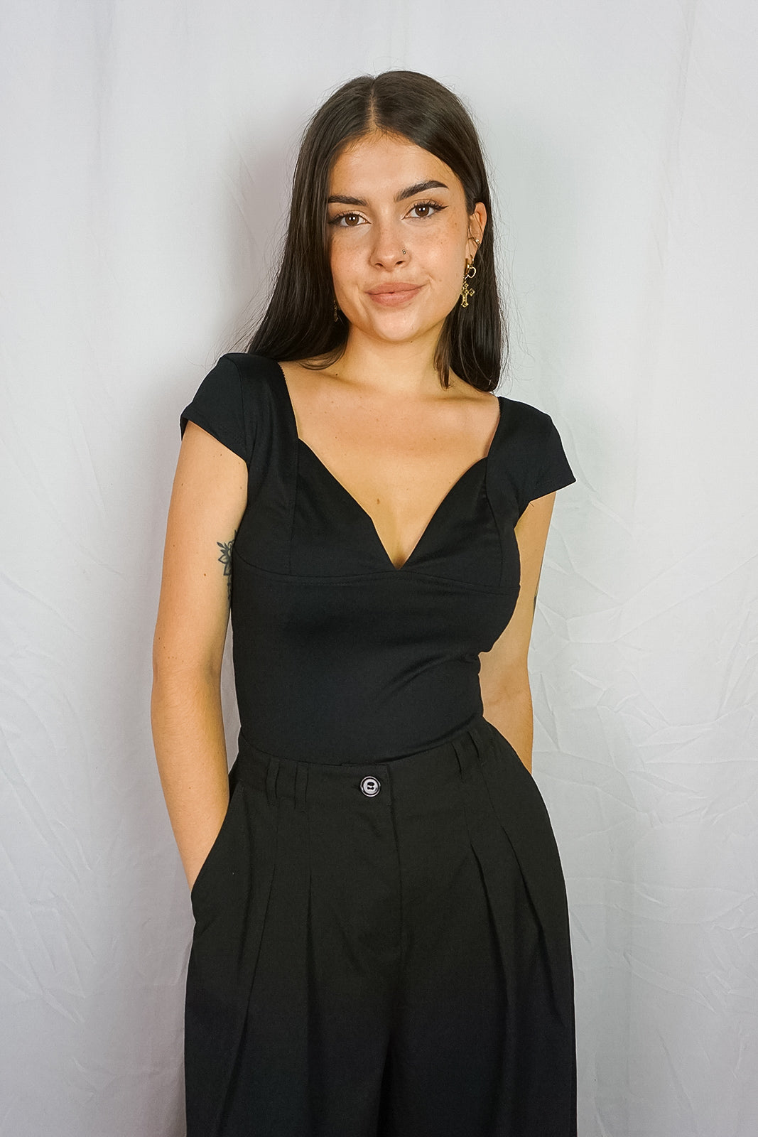 Black Plunge Top