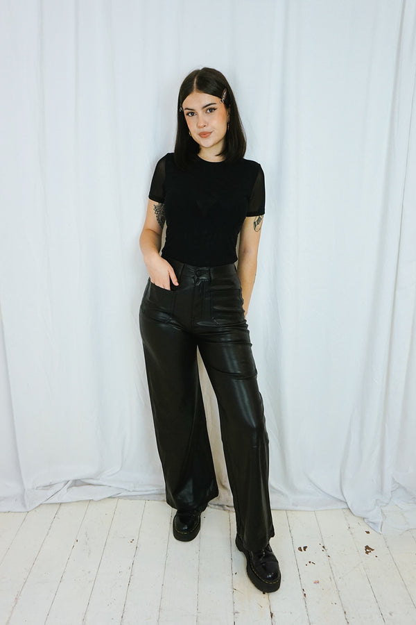Faux leather trousers