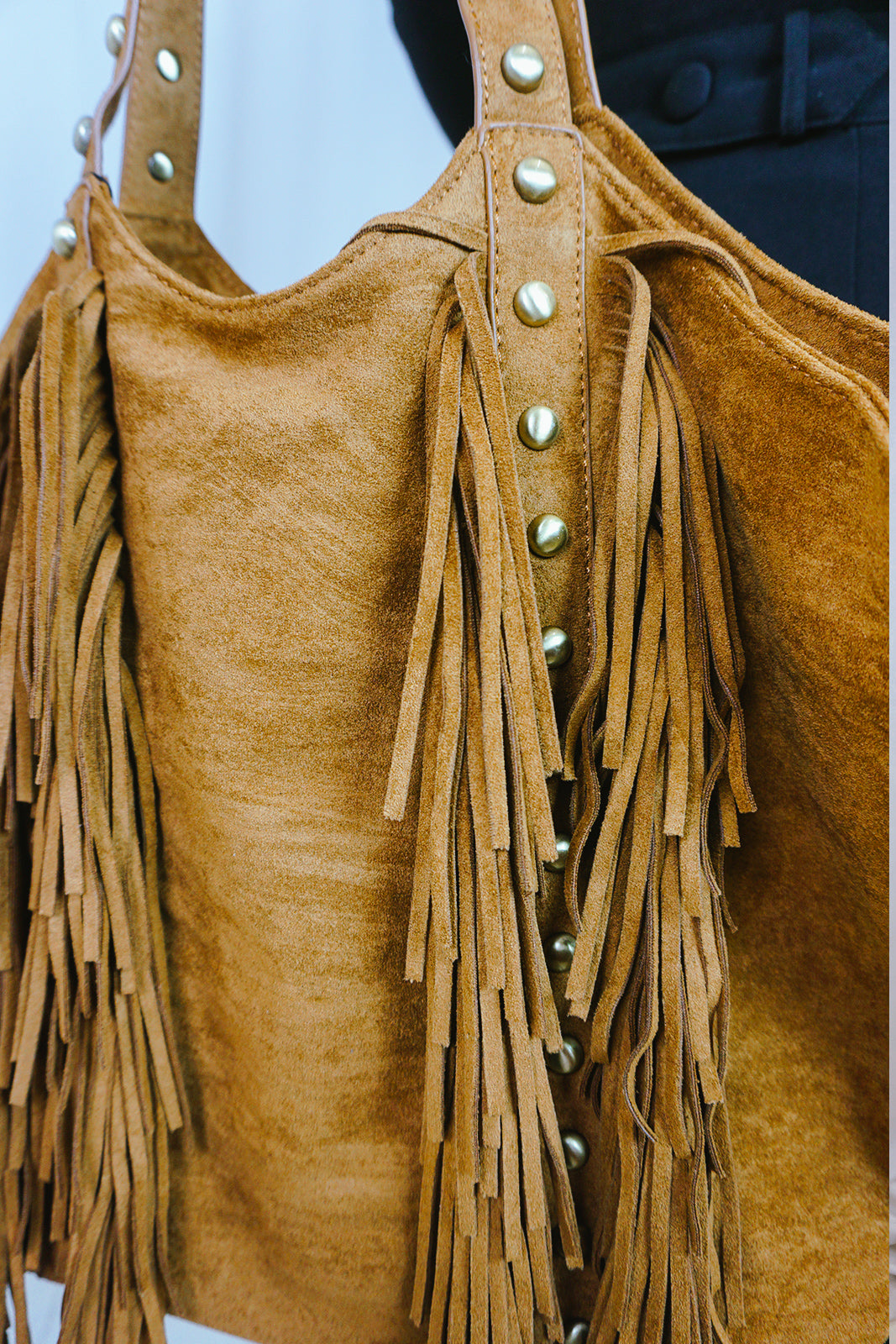 Fringed & Studded Big Bag Brown