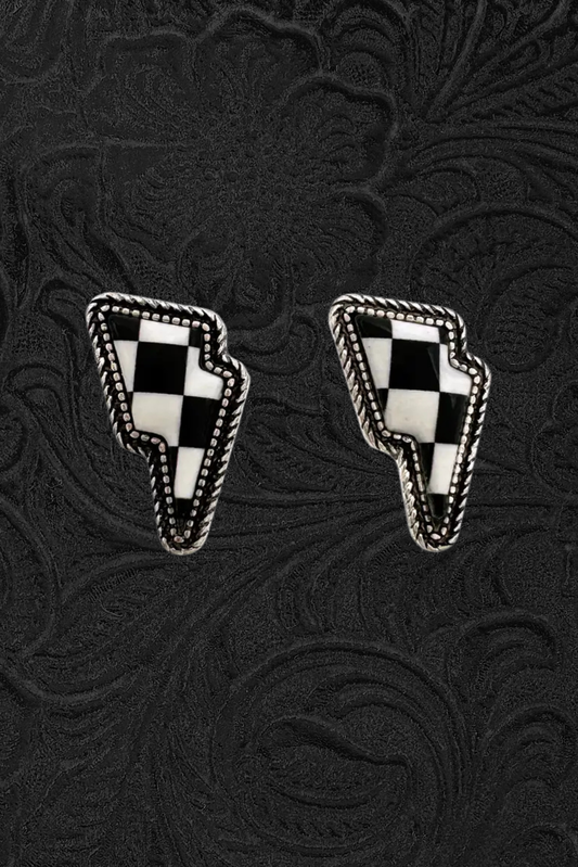 Checkered Lightning Bolt Earrings