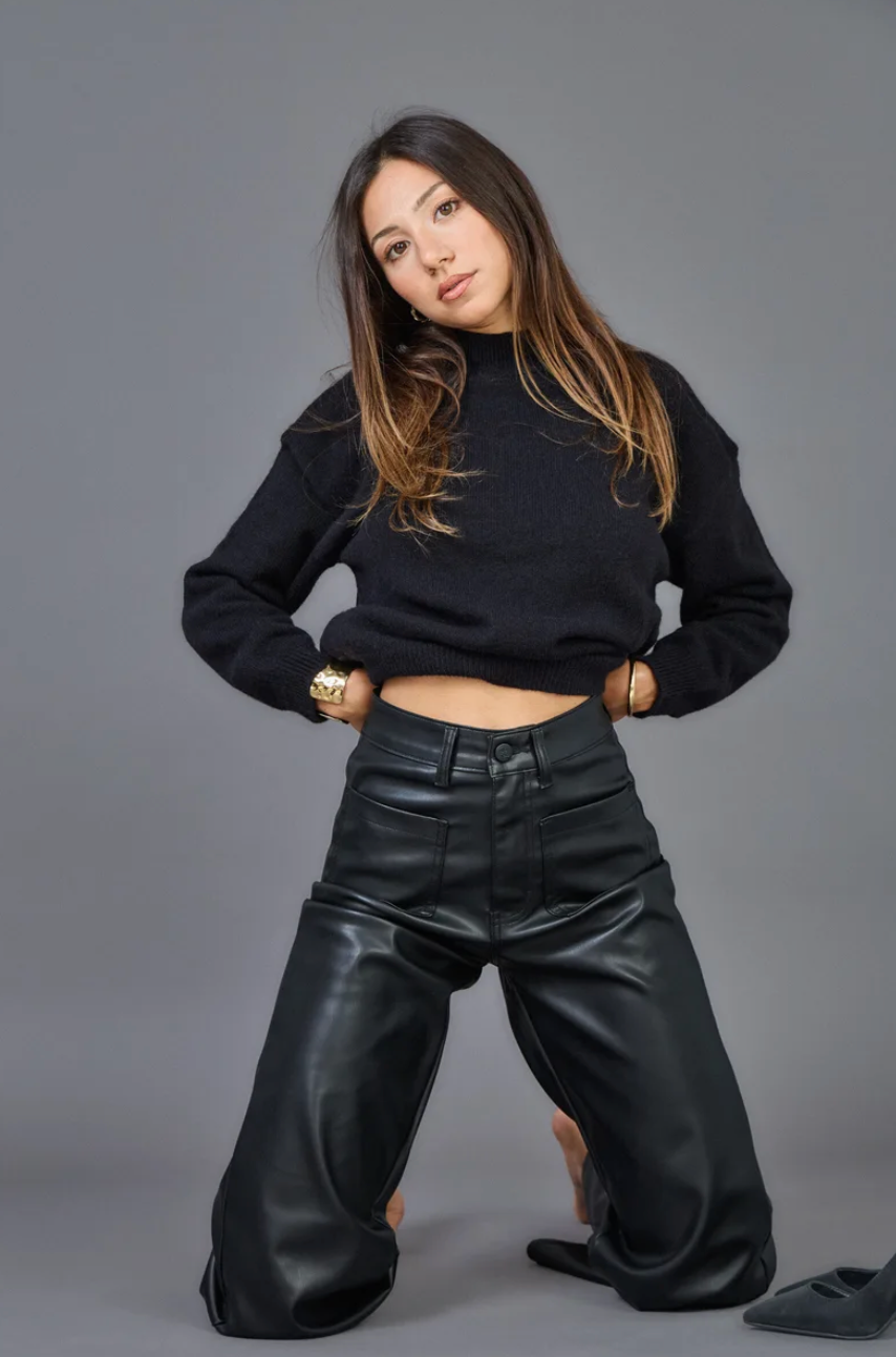 Faux leather trousers