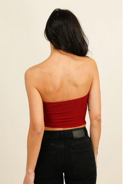Mesh Bustier Top Burgundy
