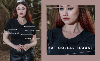 Alternative Coven United Black Bat Collar Blouse