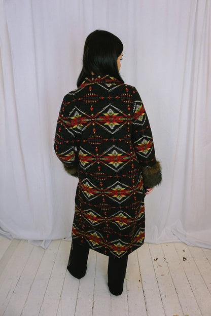 Black Aztec Coat - Coat - LUCKY & BLESSED