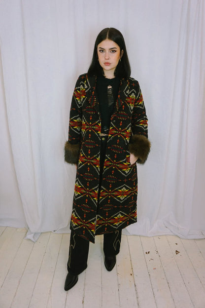Black Aztec Coat - Coat - LUCKY & BLESSED