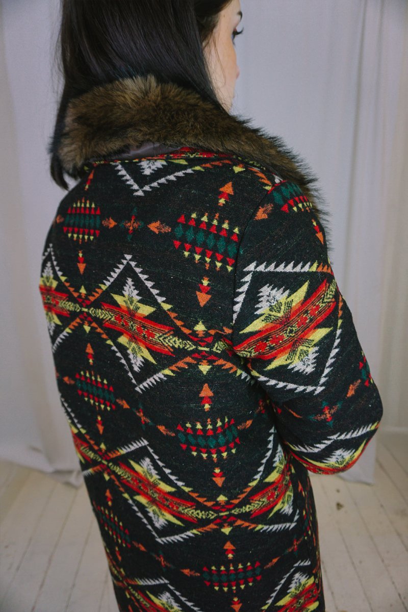 Black Aztec Coat - Coat - LUCKY & BLESSED