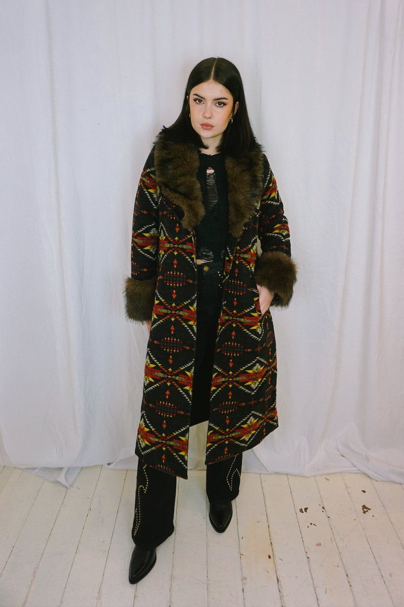 Black Aztec Coat - Coat - LUCKY & BLESSED