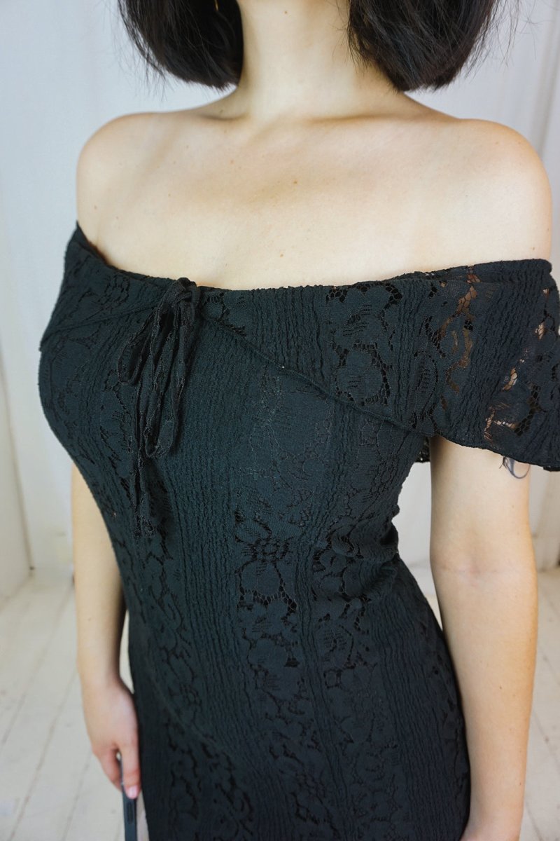 Black Lace Maxi Dress - Dresses - HOB