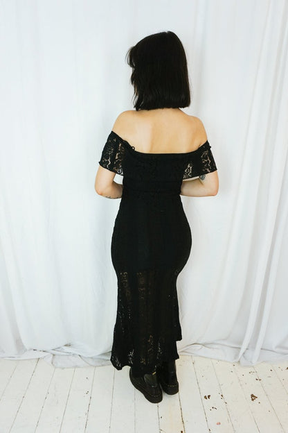 Black Lace Maxi Dress - Dresses - HOB