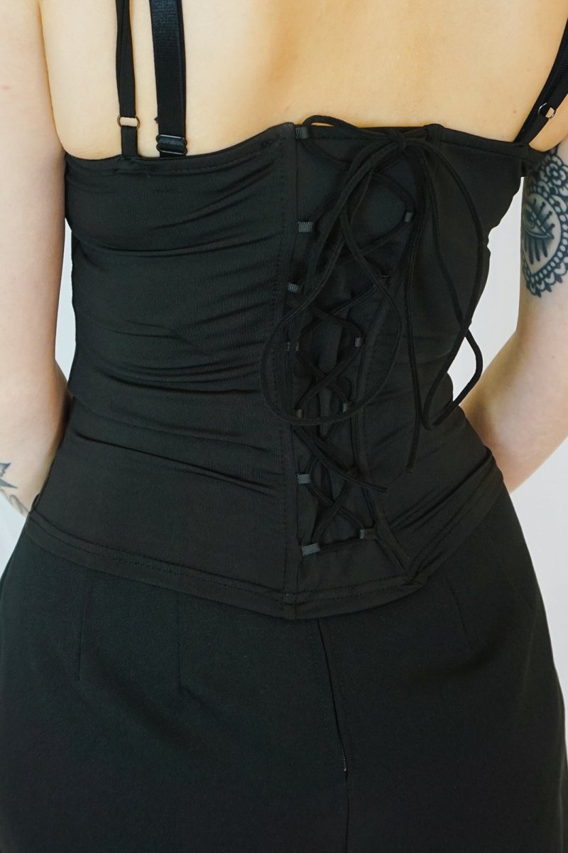 Black Lace-Up Cami - Tops - HOB