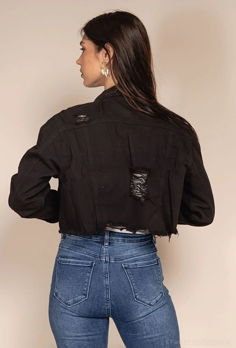 Black Ripped Jacket - Jackets - House of Bones