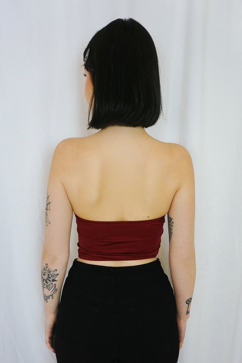Burgundy Corset Top - Tops - HOB