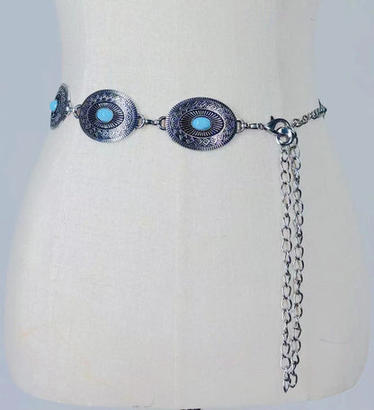Silver & Turquoise Concho Belt