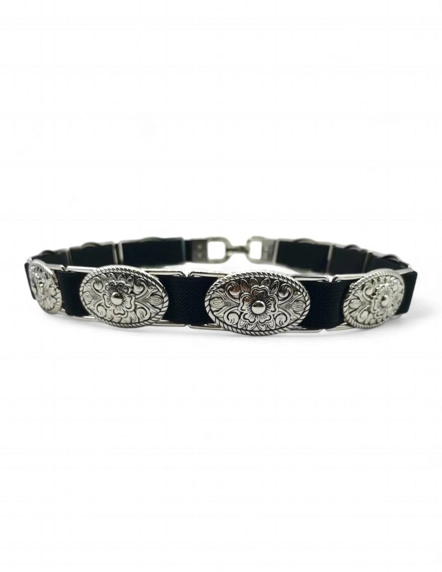 Elastic Concho Waistbelt Silver