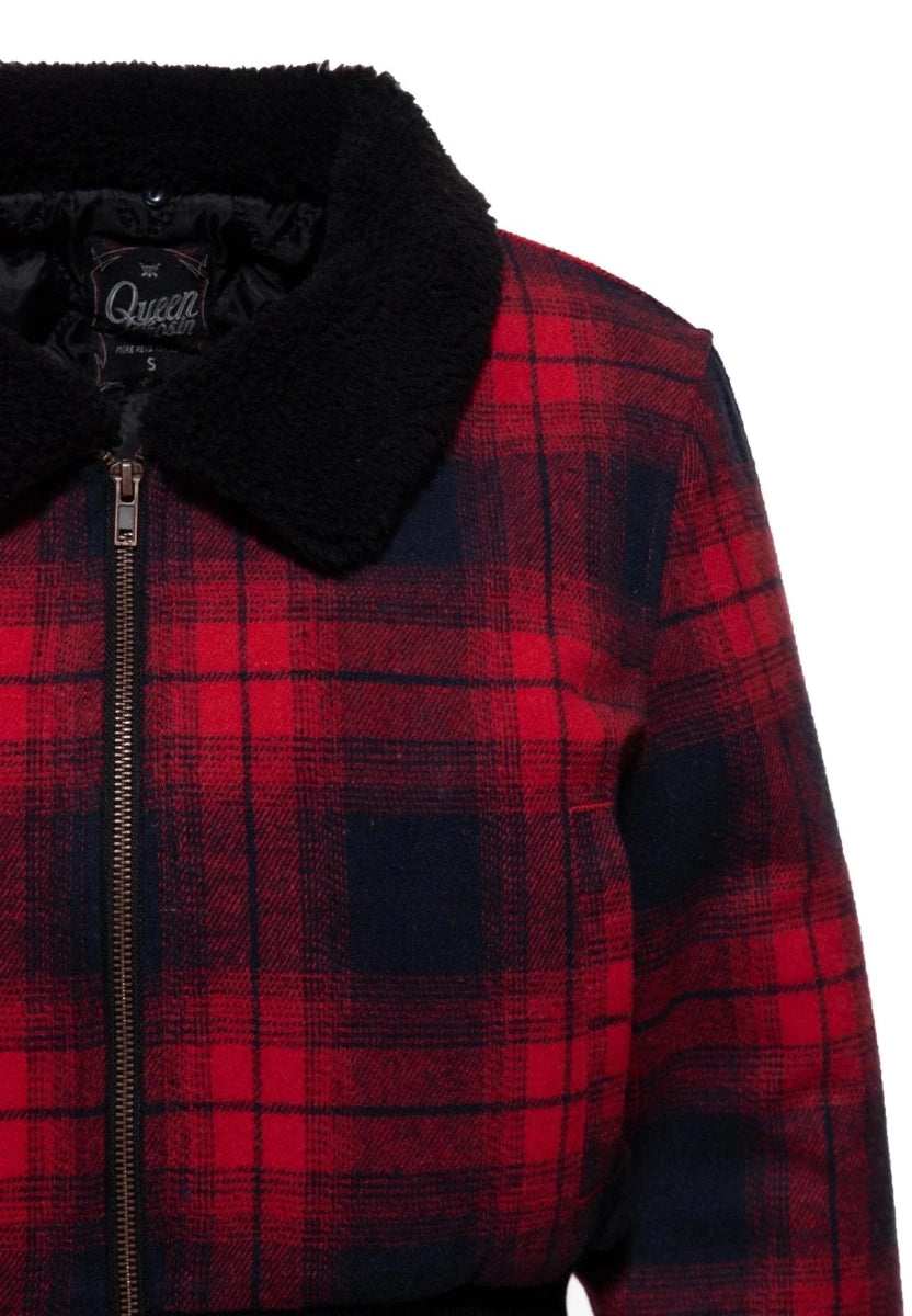 Cropped Flannel Jacket - Jackets - Queen Kerosin