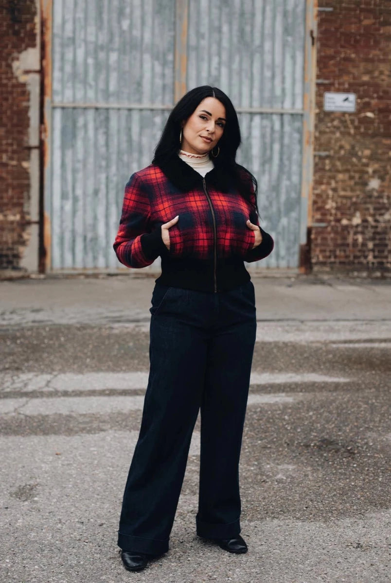 Cropped Flannel Jacket - Jackets - Queen Kerosin