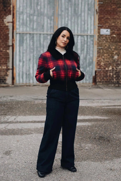 Cropped Flannel Jacket - Jackets - Queen Kerosin