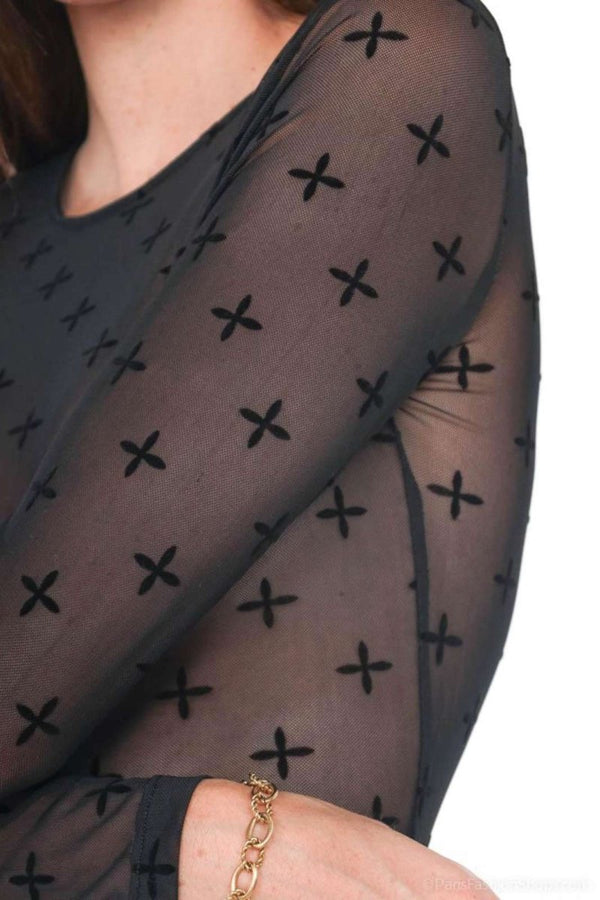 Cross Mesh Top - Tops - HOB
