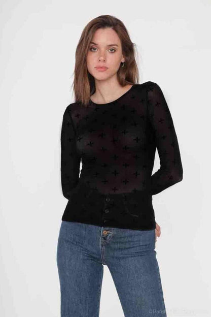 Cross Mesh Top - Tops - HOB